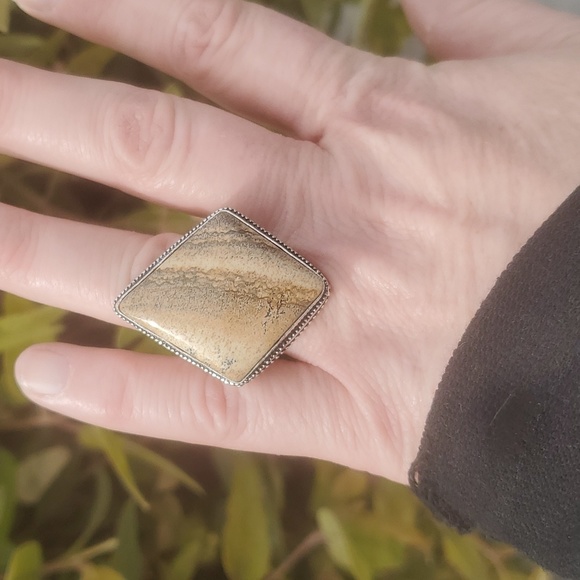 New Picture Jasper 925 Silver Statement Ring. - Picture 1 of 16